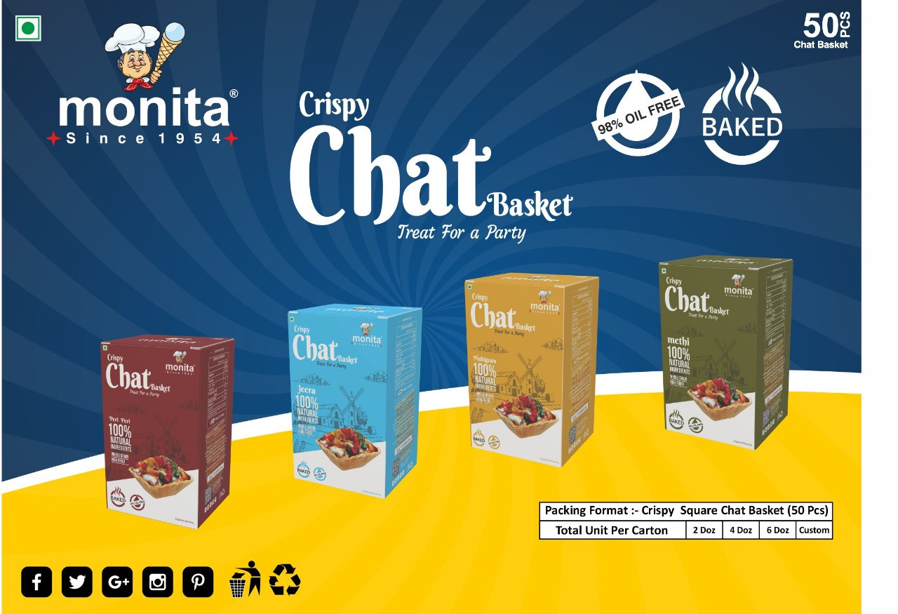 ASSORTED CRISPY SQUARE CHAT BASKET (50 PCS)